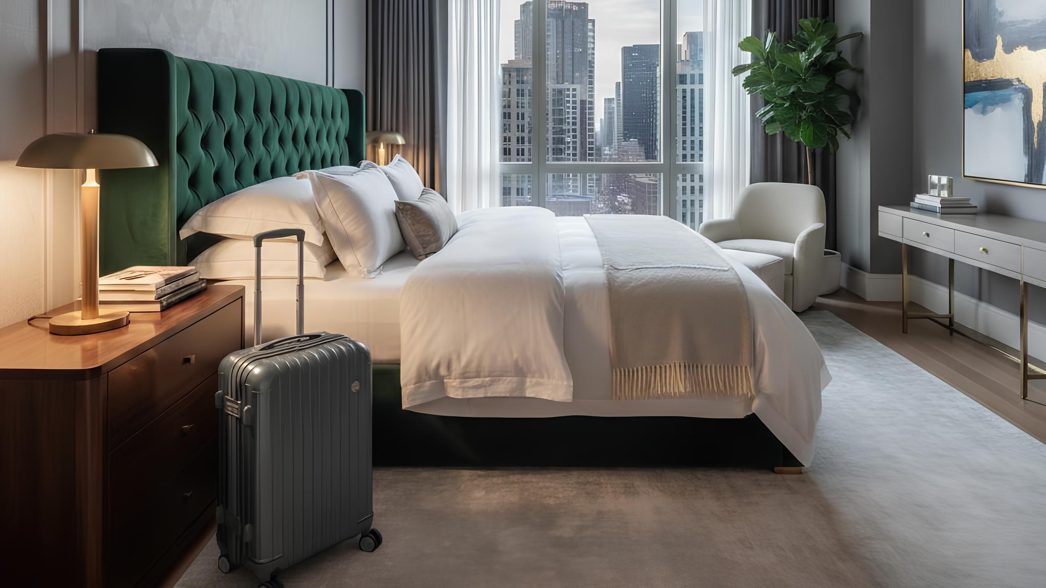 Una camera da letto di lusso di un appartamento in affitto breve di Living Solutions srl.